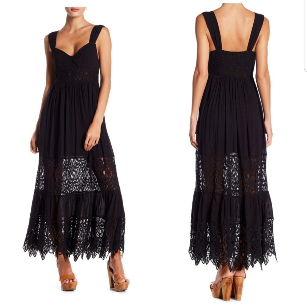 Free People Caught Your Eye Maxi Dress Black